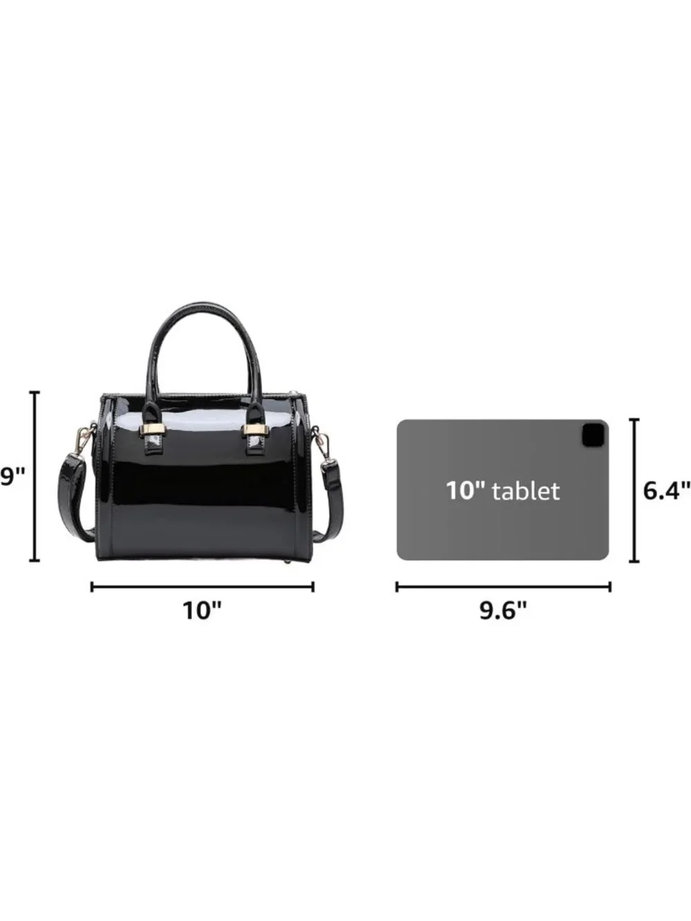 Chic Shiny Patent Faux Leather Barrel Handbag & Shoulder Purse for Women
